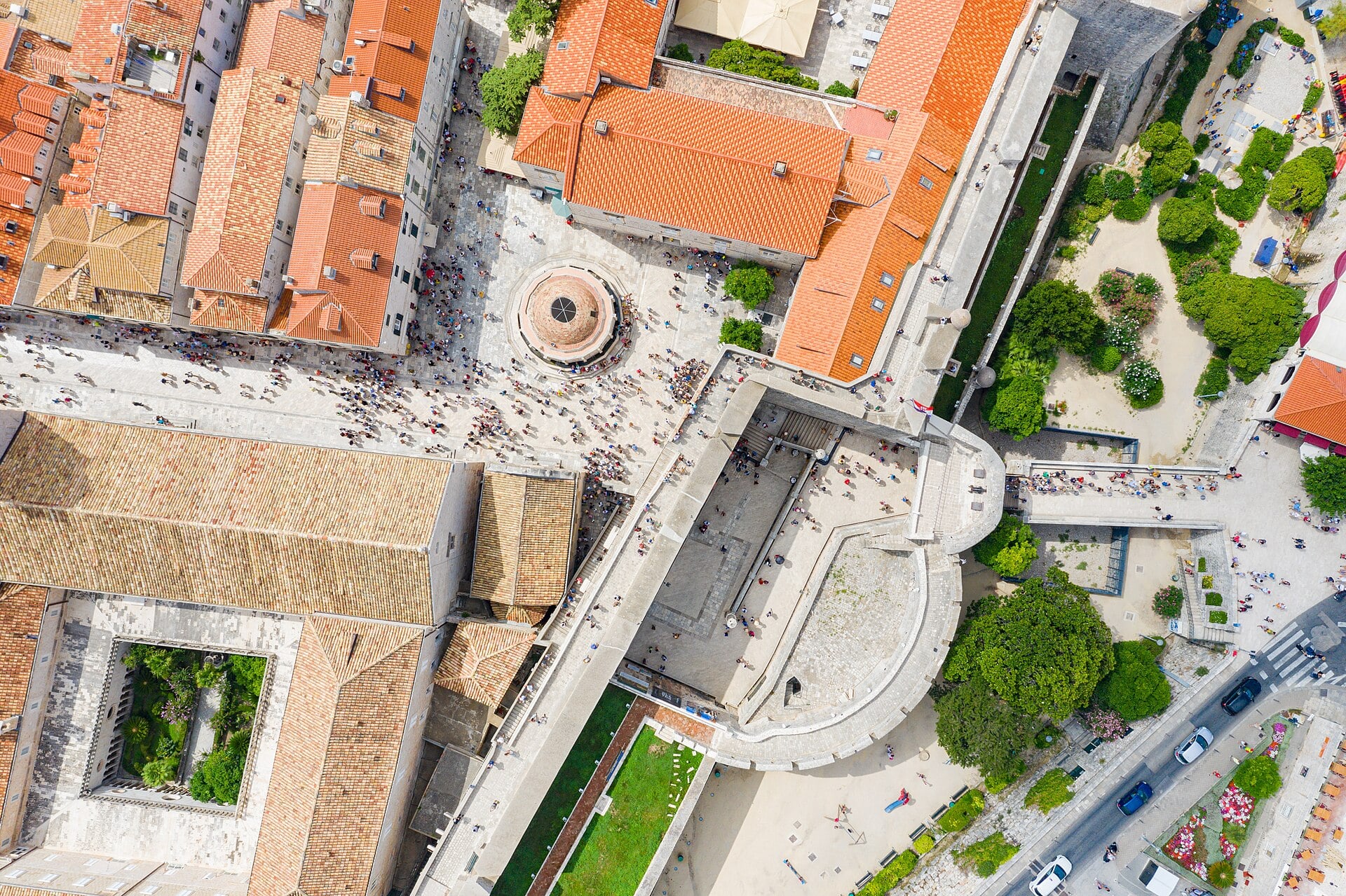 The walled old town of Dubrovnik jutting into the Adriatic, Croatia.